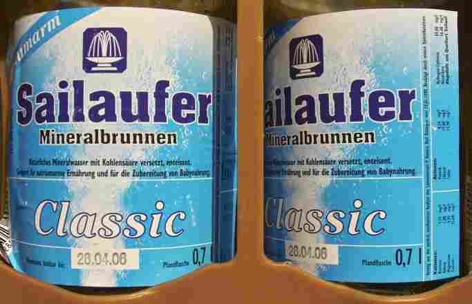 Etiketten des Sailaufer
        Mineralwassers